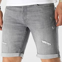 Meilleure affaire 🎁 Short Jean Rick Original Gris de Jack And Jones ⭐
