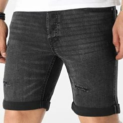 Le moins cher 🎁 Short Jean Rick Original Noir de Jack And Jones 😍