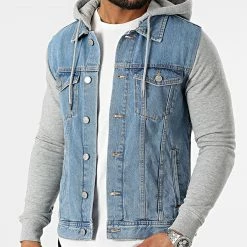 Les meilleures critiques de 🔔 Veste Jean Capuche 12201721 Bleu Denim Gris Chiné de Jack And Jones 👍