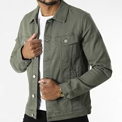 Promo 😍 Veste Jean Alvin 12136319 Vert Kaki de Jack And Jones 👏