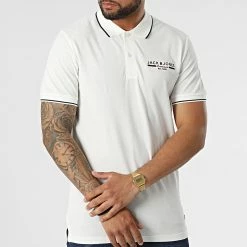 Acheter 💯 Polo A Manches Courtes Glow Beige Clair de Jack And Jones 🔔 -Jack And Jones Soldes jack and jones 318160 12218524 CLOUD DANCER 20220510T143623 03