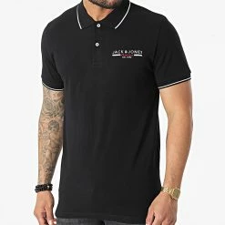 De gros 👏 Polo A Manches Courtes Glow Noir de Jack And Jones ⌛
