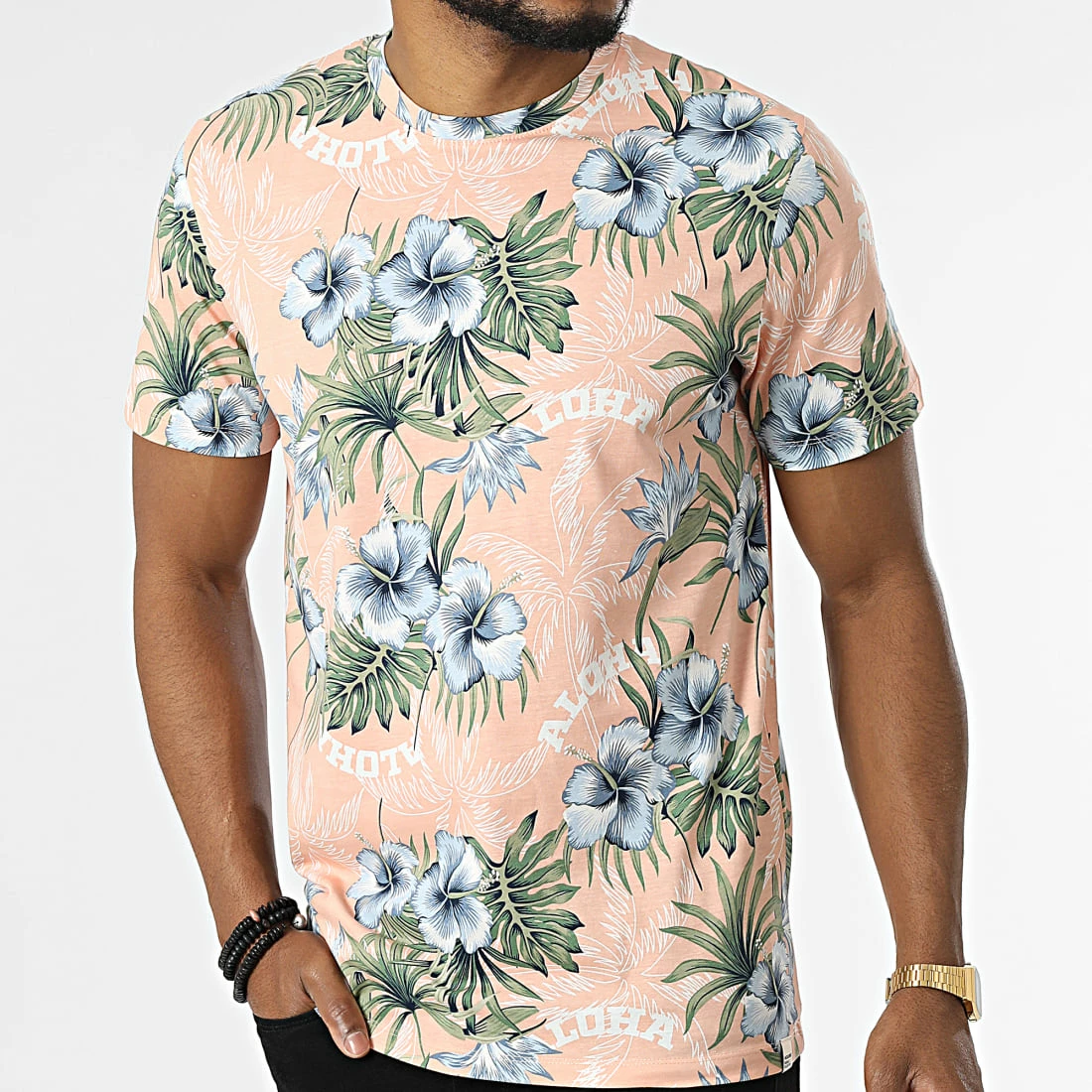 De gros 💯 Tee 👚 Shirt Venice Corail Clair Floral de Jack And Jones 👍 3 De gros 💯 Tee 👚 Shirt Venice Corail Clair Floral de Jack And Jones 👍 – Image 3