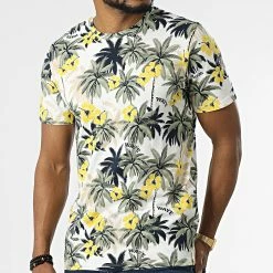 Meilleure affaire 🌟 Tee 👚 Shirt Venice Blanc Floral de Jack And Jones ✨