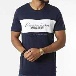 Promo ⭐ Tee 👚 Shirt Wider Bleu Marine de Jack And Jones 😍