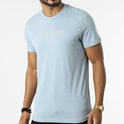 Budget 🔔 Tee 👚 Shirt Booster Bleu Clair de Jack And Jones 🥰 -Jack And Jones Soldes jack and jones 319190 12214517 ASHLEY BLUE 20220518T141907 03