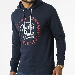Nouveau 🥰 Sweat Capuche Simon Bleu Marine de Jack And Jones ✨