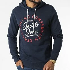 Nouveau 🥰 Sweat Capuche Simon Bleu Marine de Jack And Jones ✨ -Jack And Jones Soldes jack and jones 319194 12218462 NAVY BLAZER 20220518T141719 03