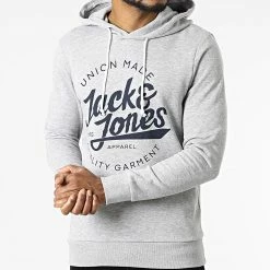 Grosses soldes 😉 Sweat Capuche Simon Gris Chiné de Jack And Jones 🔥 -Jack And Jones Soldes jack and jones 319195 12218462 LIGHT GREY MEL 20220517T160633 03