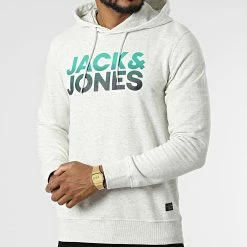 Tout neuf 🎁 Sweat Capuche Wallace Beige Chiné de Jack And Jones 🧨 -Jack And Jones Soldes jack and jones 319197 12213291 WHITE MEL 20220518T141828 03