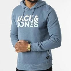 Tout neuf 🥰 Sweat Capuche Wallace Bleu Clair de Jack And Jones 😉 -Jack And Jones Soldes jack and jones 319199 12213291 BLUEFIN 20220518T143706 03