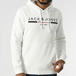 Remise 👏 Sweat Capuche Glow Blanc de Jack And Jones ⌛