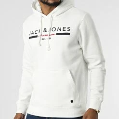 Remise 👏 Sweat Capuche Glow Blanc de Jack And Jones ⌛ -Jack And Jones Soldes jack and jones 319234 12218478 CLOUD DANCER 20220518T141542 03