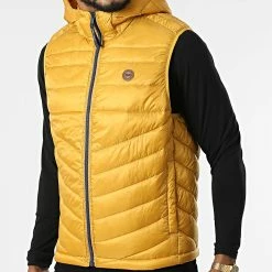 Le moins cher ⌛ Doudoune Capuche Sans Manches Hero Jaune de Jack And Jones 🧨