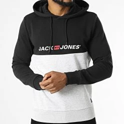 Top 10 🛒 Sweat Capuche Corp Block Noir Gris Chiné de Jack And Jones 👏