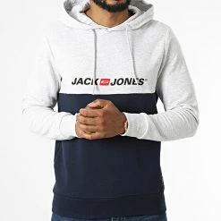 Acheter 🎁 Sweat Capuche Corp Block Gris Chiné Bleu Marine de Jack And Jones 🎁 -Jack And Jones Soldes jack and jones 322342 12213309 WHITE MELANGE 20220620T161326 03