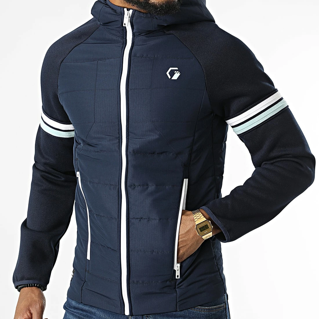 Meilleur prix 👍 Veste Zippée Capuche Logan Hybrid 12205616 Bleu Marine de Jack And Jones 🌟 3 Meilleur prix 👍 Veste Zippée Capuche Logan Hybrid 12205616 Bleu Marine de Jack And Jones 🌟 – Image 3
