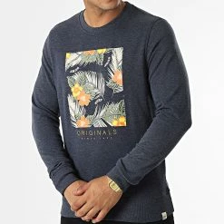 Budget 🛒 Sweat Crewneck Venice Branding Bleu Marine Chiné de Jack And Jones ⌛ -Jack And Jones Soldes jack and jones 322884 12209777 NAVY BLAZER 20220614T143635 03