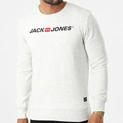 Nouveau ✔️ Sweat Crewneck Corps 12213307 Gris Chiné de Jack And Jones 🌟