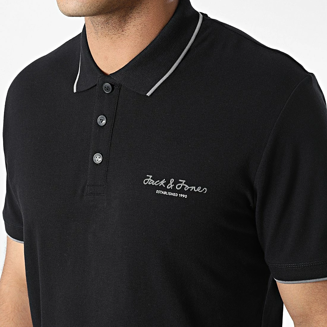 Meilleure affaire 👏 Polo A Manches Courtes Berg Noir de Jack And Jones 🎉 2 Meilleure affaire 👏 Polo A Manches Courtes Berg Noir de Jack And Jones 🎉 – Image 2