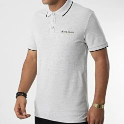 Remise 🔔 Polo A Manches Courtes Berg Gris Chiné de Jack And Jones ✨