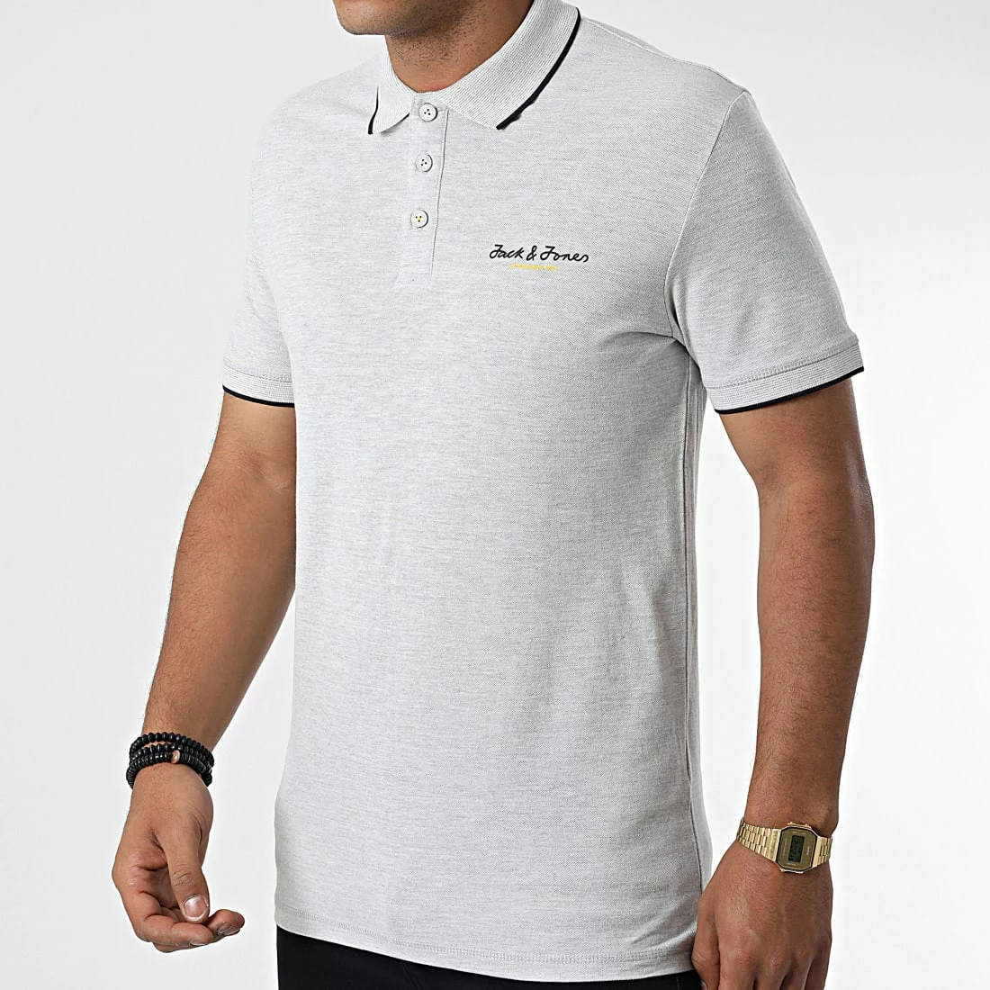 Remise 🔔 Polo A Manches Courtes Berg Gris Chiné de Jack And Jones ✨ 1 Remise 🔔 Polo A Manches Courtes Berg Gris Chiné de Jack And Jones ✨