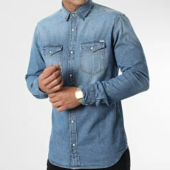 Budget 🔥 Chemise Jean A Manches Longues Sheridan Bleu Denim de Jack And Jones 🌟 -Jack And Jones Soldes jack and jones 326173 12138115 MEDIUM BLUE DENIM 20220707T160220 03