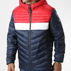 Sortie 🔥 Doudoune Capuche Hero Bleu Marine Rouge de Jack And Jones ❤️