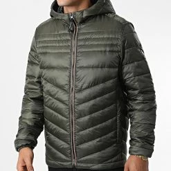 Vente flash 🎁 Doudoune Capuche Hero Vert Kaki de Jack And Jones 😍