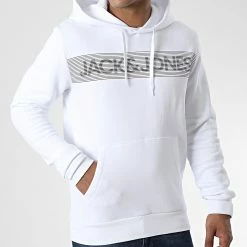 Promo ✨ Sweat Capuche Corp Logo 12152840 Blanc de Jack And Jones 🌟 -Jack And Jones Soldes jack and jones 326313 12152840 WHITE PLAY 3 20220706T160302 03