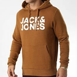 Vente flash ✔️ Sweat Capuche Corp Logo 12152840 Marron de Jack And Jones 💯