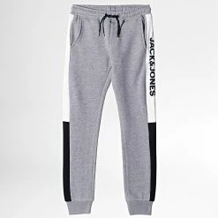Offres 🎉 Pantalon Jogging Enfant Logo Block Gris Chiné de Jack And Jones ❤️