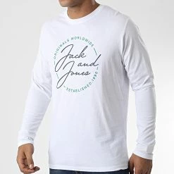 Bon marché 🎉 Tee 👚 Shirt Manches Longues Jerrys 12222085 Blanc de Jack And Jones 🌟