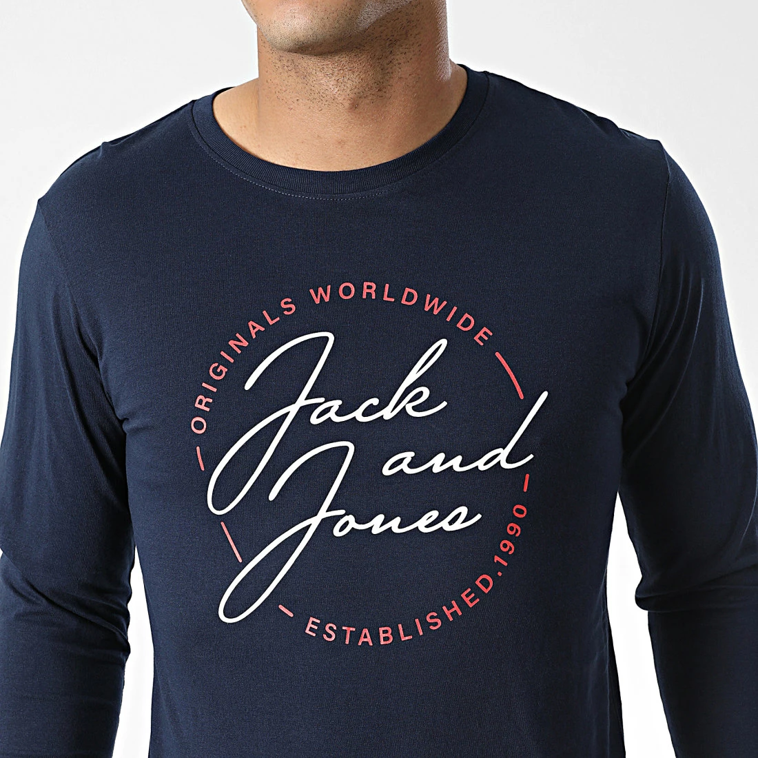 Sortie 🛒 Tee 👚 Shirt Manches Longues Jerrys 12222085 Bleu Marine de Jack And Jones ✔️ 2 Sortie 🛒 Tee 👚 Shirt Manches Longues Jerrys 12222085 Bleu Marine de Jack And Jones ✔️ – Image 2