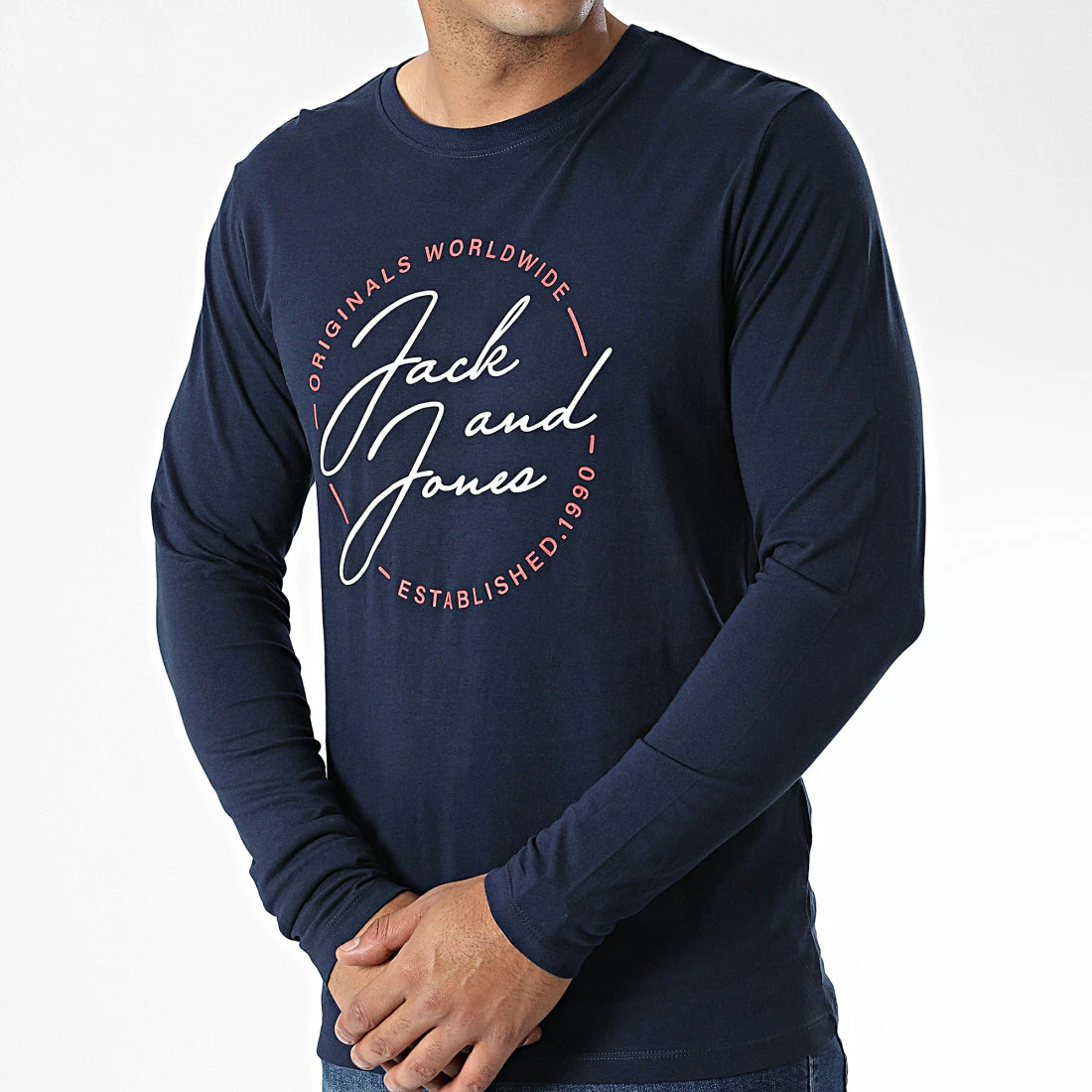 Sortie 🛒 Tee 👚 Shirt Manches Longues Jerrys 12222085 Bleu Marine de Jack And Jones ✔️ 3 Sortie 🛒 Tee 👚 Shirt Manches Longues Jerrys 12222085 Bleu Marine de Jack And Jones ✔️ – Image 3