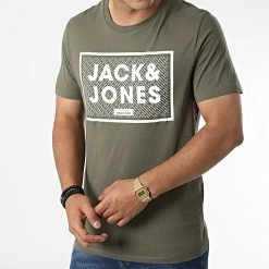 Meilleure vente ⭐ Lot De 3 Tee 👚 Shirts Harrison Blanc Bleu Marine Vert Kaki de Jack And Jones ✨ -Jack And Jones Soldes jack and jones 326563 12220975 WHITE WHITE NAVY 20220712T151806 05