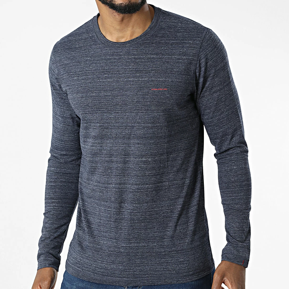 Remise 👏 Tee 👚 Shirt Manches Longues Berg Bleu Marine Chiné de Jack And Jones ⌛ 1 Remise 👏 Tee 👚 Shirt Manches Longues Berg Bleu Marine Chiné de Jack And Jones ⌛