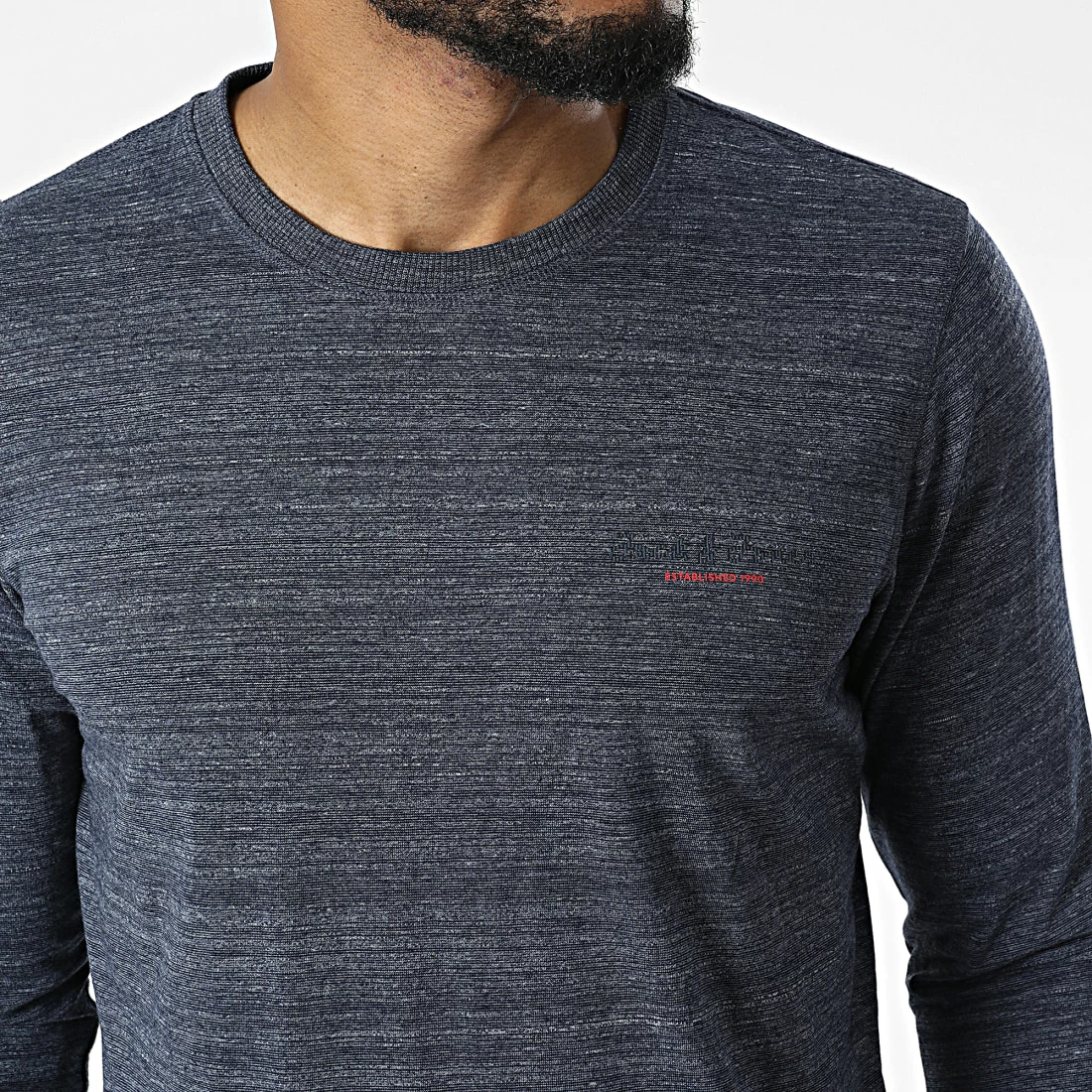 Remise 👏 Tee 👚 Shirt Manches Longues Berg Bleu Marine Chiné de Jack And Jones ⌛ 2 Remise 👏 Tee 👚 Shirt Manches Longues Berg Bleu Marine Chiné de Jack And Jones ⌛ – Image 2