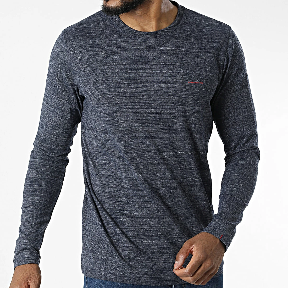 Remise 👏 Tee 👚 Shirt Manches Longues Berg Bleu Marine Chiné de Jack And Jones ⌛ 3 Remise 👏 Tee 👚 Shirt Manches Longues Berg Bleu Marine Chiné de Jack And Jones ⌛ – Image 3