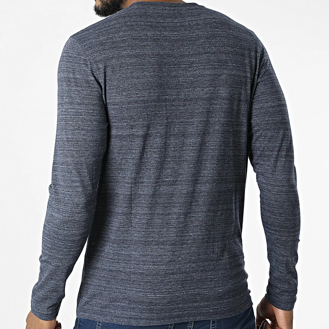 Remise 👏 Tee 👚 Shirt Manches Longues Berg Bleu Marine Chiné de Jack And Jones ⌛ 4 Remise 👏 Tee 👚 Shirt Manches Longues Berg Bleu Marine Chiné de Jack And Jones ⌛ – Image 4