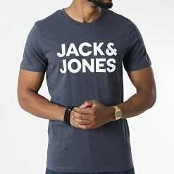 Tout neuf 🛒 Tee 👕 Shirt Corp Logo Gris Ardoise de Jack And Jones 🛒 -Jack And Jones Soldes jack and jones 326989 12151955 OMBRE BLUE 20220708T121747 03