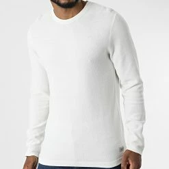 Vente flash 🎉 Tee 👕 Shirt Manches Longues Gustav Knit 12201706 Blanc de Jack And Jones 🔥
