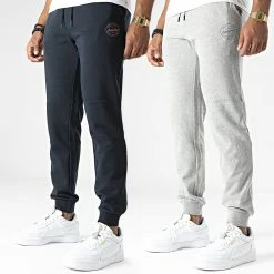 Meilleur prix 🧨 Lot De 2 Pantalons Jogging Gordon Shark Bleu Marine Gris Chiné de Jack And Jones ✔️