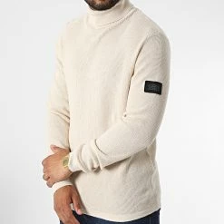 Promo 🔥 Pull Col Roulé Classic Waffle Beige de Jack And Jones 🔥 -Jack And Jones Soldes jack and jones 327609 12213642 MOONBEAM 20220713T150025 03