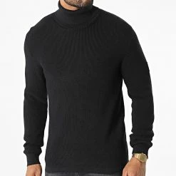 Meilleure affaire 👍 Pull Col Roulé Classic Waffle Noir de Jack And Jones 🥰
