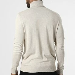 Le moins cher 😉 Pull Col Roulé Emil Beige Chiné de Jack And Jones 🔔 -Jack And Jones Soldes jack and jones 328683 12157417 OATMEAL MELANGE 20220721T160604 04