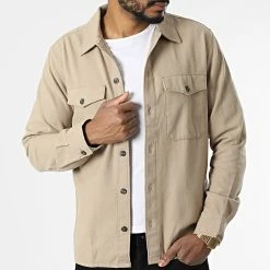 Promo 🎁 Surchemise Jay Beige de Jack And Jones 🥰 -Jack And Jones Soldes jack and jones 328687 12213478 CROCKERY 20220721T160924 03