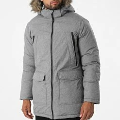 Meilleure affaire 🎁 Parka Capuche Fourrure Craft Gris Chiné de Jack And Jones 🎉 -Jack And Jones Soldes jack and jones 328794 12211773 GREY MELANGE 20220722T162841 03