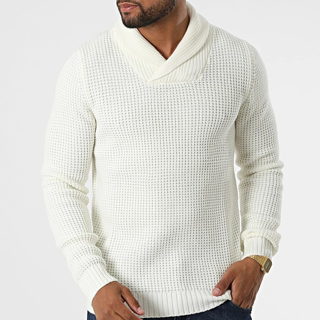 Vente flash 🌟 Pull Col Amplified Nick Beige Clair de Jack And Jones 😉 3 Vente flash 🌟 Pull Col Amplified Nick Beige Clair de Jack And Jones 😉 – Image 3