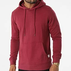 Budget 🛒 Sweat Capuche Basic Bordeaux de Jack And Jones 🔔